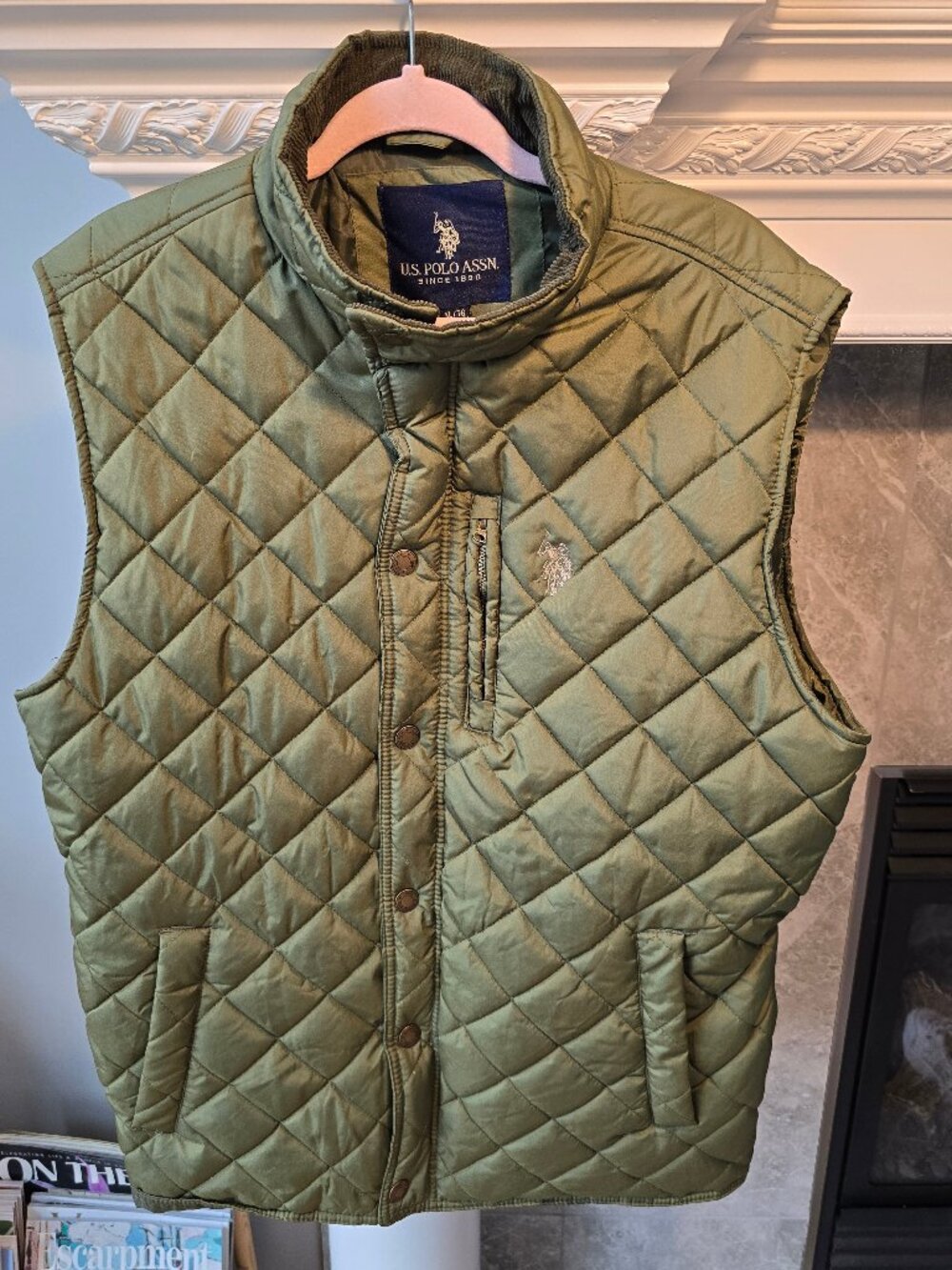U.S. Polo Assn. Men’s Diamond Quilted Vest - Olive Green (Style 20-5742-Q8)